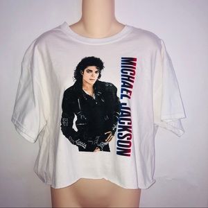 NWOT Michael Jackson Raw Edge Cropped T-shirt